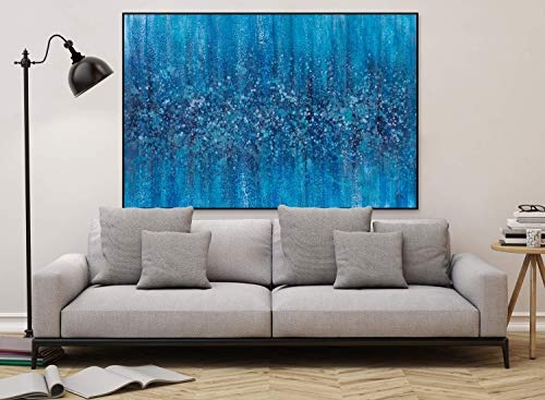 KunstLoft® XXL Gemälde Der Tiefentaucher 180x120cm | original handgemalte Bilder | Abstrakt Meer Blau Türkis | Leinwand-Bild Ölgemälde einteilig groß | Modernes Kunst Ölbild