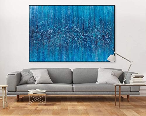 KunstLoft® XXL Gemälde Der Tiefentaucher 180x120cm | original handgemalte Bilder | Abstrakt Meer Blau Türkis | Leinwand-Bild Ölgemälde einteilig groß | Modernes Kunst Ölbild