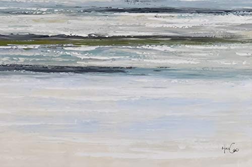 KunstLoft® XXL Gemälde Stilles Erwachen 180x120cm | original handgemalte Bilder | Abstrakt Meer Blau Pastell | Leinwand-Bild Ölgemälde einteilig groß | Modernes Kunst Ölbild