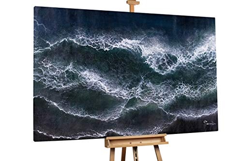 KunstLoft® XXL Gemälde Meeresgesang 180x120cm | original handgemalte Bilder | Meer Wellen Türkis Weiß | Leinwand-Bild Ölgemälde einteilig groß | Modernes Kunst Ölbild