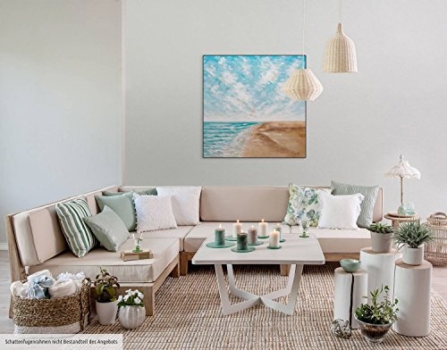 KunstLoft® Acryl Gemälde Tropical Vibes 80x80cm | original handgemalte Leinwand Bilder XXL | Strand Meer Blau Urlaub Himmel | Wandbild Acrylbild moderne Kunst einteilig mit Rahmen