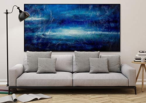 KunstLoft® XXL Gemälde Blue World 200x100cm | original handgemalte Bilder | Abstrakt Blau Wasser Meer | Leinwand-Bild Ölgemälde einteilig groß | Modernes Kunst Ölbild