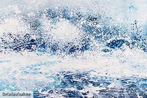 KunstLoft XXL Gemälde Rage des Meeres 200x100cm | Original handgemalte Bilder | Ozean Welle Weiß Blau | Leinwand-Bild Ölgemälde Einteilig groß | Modernes Kunst Ölbild