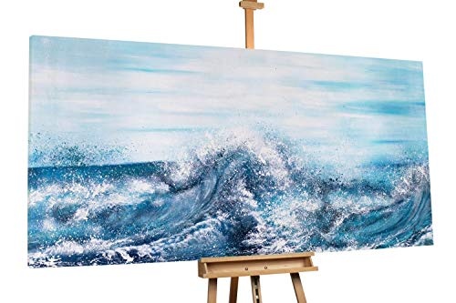 KunstLoft XXL Gemälde Seele des Meeres 200x100cm | Original handgemalte Bilder | Modern Meer Blau Weiß | Leinwand-Bild Ölgemälde Einteilig groß | Modernes Kunst Ölbild