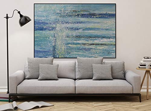 KunstLoft® XXL Gemälde Dreams of Proteus 180x120cm | original handgemalte Bilder | Abstrakt Meer Blau Grün | Leinwand-Bild Ölgemälde einteilig groß | Modernes Kunst Ölbild