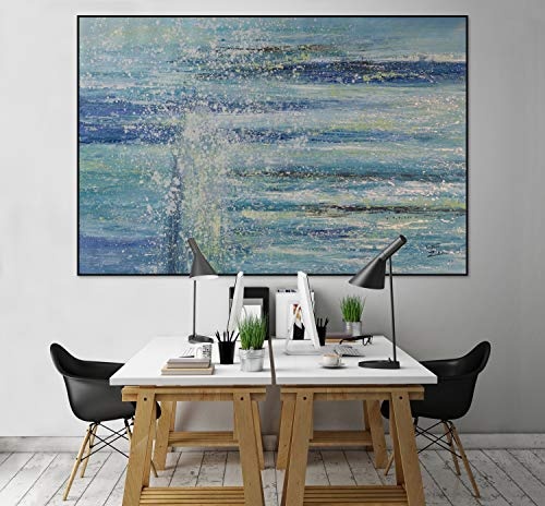 KunstLoft® XXL Gemälde Dreams of Proteus 180x120cm | original handgemalte Bilder | Abstrakt Meer Blau Grün | Leinwand-Bild Ölgemälde einteilig groß | Modernes Kunst Ölbild