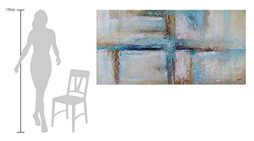 KunstLoft® XXL Gemälde Sand und Meer 200x100cm | original handgemalte Bilder | Abstrakt Form Türkis Beige | Leinwand-Bild Ölgemälde einteilig groß | Modernes Kunst Ölbild