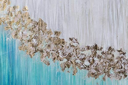 KunstLoft® XXL Gemälde Glanz der Meere 180x120cm | original handgemalte Bilder | Abstrakt modern Blau Grau | Leinwand-Bild Ölgemälde einteilig groß | Modernes Kunst Ölbild