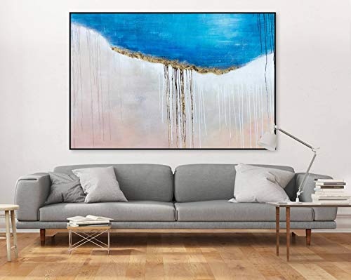 KunstLoft® XXL Gemälde Goldstrand 180x120cm | original handgemalte Bilder | Abstrakt Strand Meer Gold | Leinwand-Bild Ölgemälde einteilig groß | Modernes Kunst Ölbild