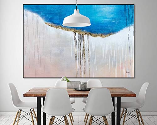 KunstLoft® XXL Gemälde Goldstrand 180x120cm | original handgemalte Bilder | Abstrakt Strand Meer Gold | Leinwand-Bild Ölgemälde einteilig groß | Modernes Kunst Ölbild