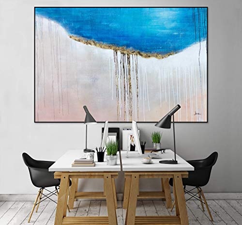 KunstLoft® XXL Gemälde Goldstrand 180x120cm | original handgemalte Bilder | Abstrakt Strand Meer Gold | Leinwand-Bild Ölgemälde einteilig groß | Modernes Kunst Ölbild