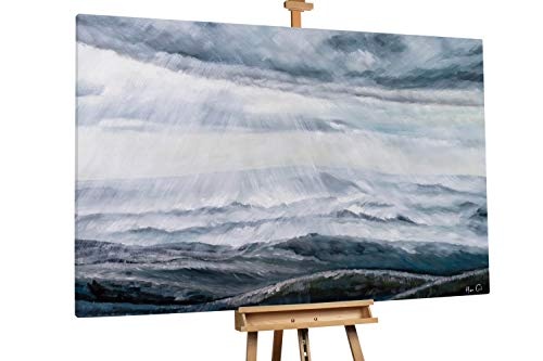 KunstLoft® XXL Gemälde Windeskraft 180x120cm | original handgemalte Bilder | Modern Wind Meer Grau | Leinwand-Bild Ölgemälde einteilig groß | Modernes Kunst Ölbild
