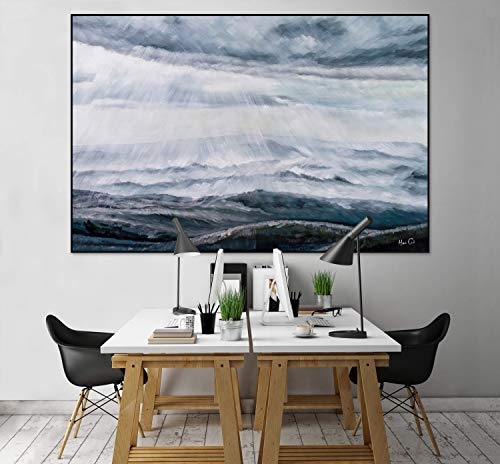 KunstLoft® XXL Gemälde Windeskraft 180x120cm | original handgemalte Bilder | Modern Wind Meer Grau | Leinwand-Bild Ölgemälde einteilig groß | Modernes Kunst Ölbild