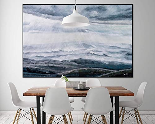 KunstLoft® XXL Gemälde Windeskraft 180x120cm | original handgemalte Bilder | Modern Wind Meer Grau | Leinwand-Bild Ölgemälde einteilig groß | Modernes Kunst Ölbild