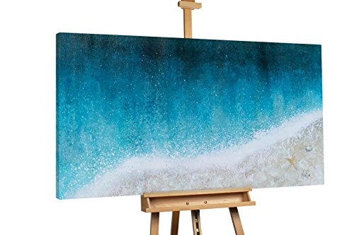 KunstLoft XXL Gemälde Sommerwonne 160x80cm | Original handgemalte Bilder | Handgemalt Meer Strand Blau | Leinwand-Bild Ölgemälde Einteilig groß | Modernes Kunst Ölbild