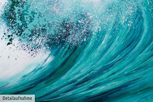 KunstLoft® XXL Gemälde Reite die Brandung 180x120cm | original handgemalte Bilder | Welle Surfen Meer Gischt | Leinwand-Bild Ölgemälde einteilig groß | Modernes Kunst Ölbild