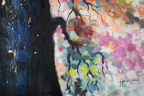 KunstLoft® Acryl Gemälde Pracht der Natur 80x120cm | original handgemalte Leinwand Bilder XXL | Modern Baum Orange Blau | Wandbild Acrylbild Moderne Kunst einteilig mit Rahmen