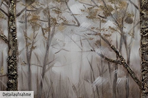 KunstLoft® Acryl Gemälde Forêt du Silence 150x50cm | original handgemalte Leinwand Bilder XXL | Natur Wald Bäume Winter Braun | Wandbild Acryl bild moderne Kunst einteilig mit Rahmen