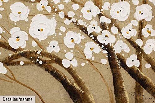 KunstLoft® Acryl Gemälde Baum des Vertrauens 120x40cm | original handgemalte Leinwand Bilder XXL | Baum Blüten Weiß Natur Ast | Wandbild Acrylbild moderne Kunst einteilig mit Rahmen
