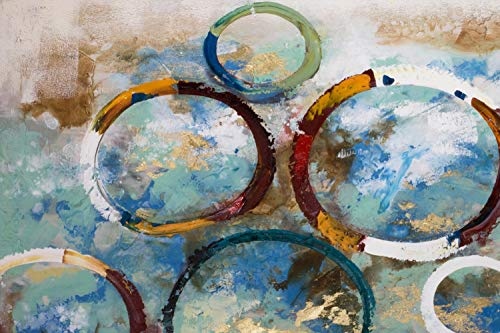 KunstLoft® Acryl Gemälde Marvel at Nature 120x80cm | original handgemalte Leinwand Bilder XXL | Abstrakt Kreise Blau Bunt | Wandbild Acrylbild Moderne Kunst einteilig mit Rahmen