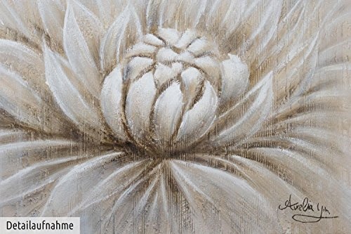 KunstLoft Acryl Gemälde Expanding 120x60cm | Original handgemalte Leinwand Bilder XXL | Blume Knospe Natur Beige | Wandbild Acrylbild Moderne Kunst Einteilig mit Rahmen