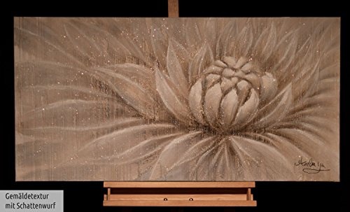 KunstLoft Acryl Gemälde Expanding 120x60cm | Original handgemalte Leinwand Bilder XXL | Blume Knospe Natur Beige | Wandbild Acrylbild Moderne Kunst Einteilig mit Rahmen