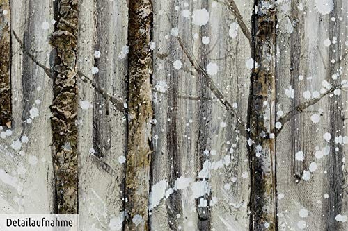 KunstLoft® Acryl Gemälde Tree to Tree 120x60cm | original handgemalte Leinwand Bilder XXL | Wald Bäume Natur Winter | Wandbild Acryl bild moderne Kunst einteilig mit Rahmen