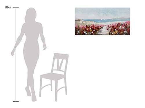 KunstLoft® Acryl Gemälde Jardin de Playa 100x50cm | original handgemalte Leinwand Bilder XXL | Strand Blumen Meer Natur | Wandbild Acryl Bild Moderne Kunst einteilig mit Rahmen