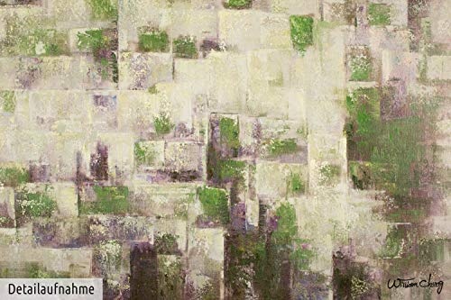 KunstLoft® Acryl Gemälde Nebel über dem Moor 80x80cm | original handgemalte Leinwand Bilder XXL | Abstrakt Grau & Grün | Wandbild Acrylbild moderne Kunst einteilig mit Rahmen