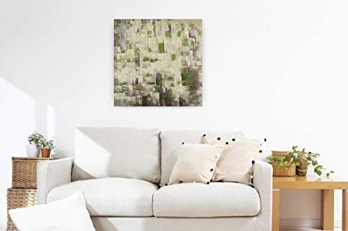 KunstLoft® Acryl Gemälde Nebel über dem Moor 80x80cm | original handgemalte Leinwand Bilder XXL | Abstrakt Grau & Grün | Wandbild Acrylbild moderne Kunst einteilig mit Rahmen