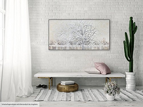 KunstLoft® Acryl Gemälde Aufgebäumt 120x60cm | original handgemalte Leinwand Bilder XXL | Bäume Wald Natur Winter Weiß | Wandbild Acryl bild moderne Kunst einteilig mit Rahmen