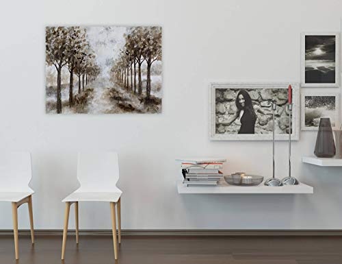 KunstLoft® Acryl Gemälde Verbotene Bäume 100x75cm | original handgemalte Leinwand Bilder XXL | Baum Wald Allee Natur | Wandbild Acrylbild moderne Kunst einteilig mit Rahmen