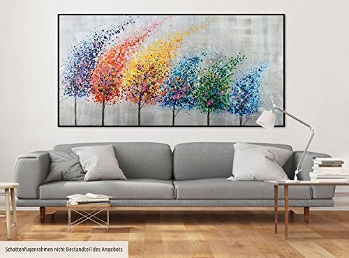 KunstLoft® XXL Gemälde Tänzchen der Freude 200x100cm | original handgemalte Bilder | Baum Regenbogen Allee Bunt Natur | Leinwand-Bild Ölgemälde einteilig groß | Modernes Kunst Ölbild