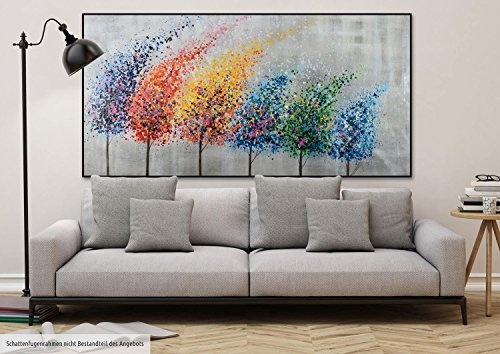 KunstLoft® XXL Gemälde Tänzchen der Freude 200x100cm | original handgemalte Bilder | Baum Regenbogen Allee Bunt Natur | Leinwand-Bild Ölgemälde einteilig groß | Modernes Kunst Ölbild