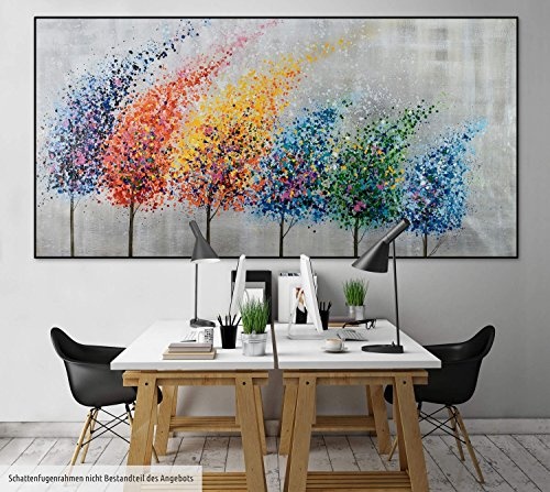 KunstLoft® XXL Gemälde Tänzchen der Freude 200x100cm | original handgemalte Bilder | Baum Regenbogen Allee Bunt Natur | Leinwand-Bild Ölgemälde einteilig groß | Modernes Kunst Ölbild