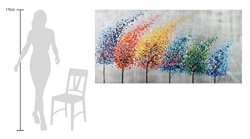 KunstLoft® XXL Gemälde Tänzchen der Freude 200x100cm | original handgemalte Bilder | Baum Regenbogen Allee Bunt Natur | Leinwand-Bild Ölgemälde einteilig groß | Modernes Kunst Ölbild