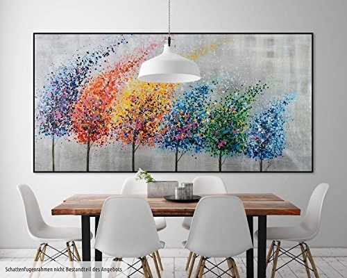 KunstLoft® XXL Gemälde Tänzchen der Freude 200x100cm | original handgemalte Bilder | Baum Regenbogen Allee Bunt Natur | Leinwand-Bild Ölgemälde einteilig groß | Modernes Kunst Ölbild