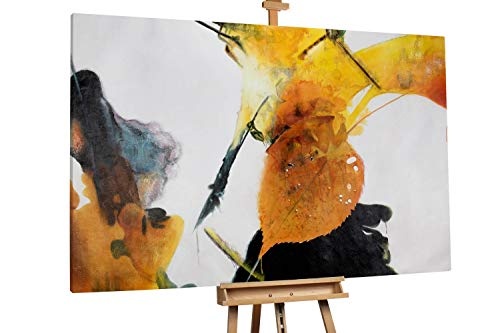 KunstLoft® XXL Gemälde Autumn Impression 180x120cm | original handgemalte Bilder | Abstrakt Baun Blatt Natur | Leinwand-Bild Ölgemälde einteilig groß | Modernes Kunst Ölbild