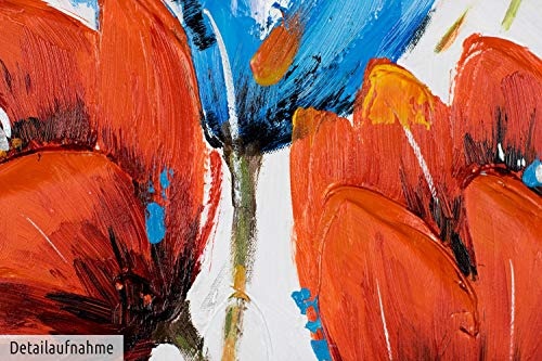 KunstLoft® Acryl Gemälde Gracious 60x60cm | original handgemalte Leinwand Bilder XXL | Blumen Rot Blau Blüten Natur | Wandbild Acryl bild moderne Kunst einteilig mit Rahmen