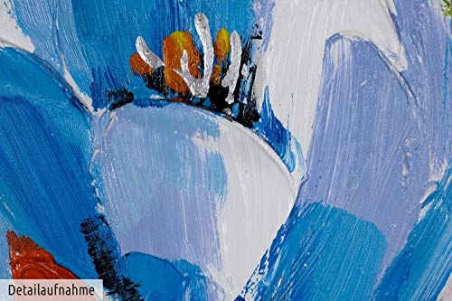 KunstLoft® Acryl Gemälde Gracious 60x60cm | original handgemalte Leinwand Bilder XXL | Blumen Rot Blau Blüten Natur | Wandbild Acryl bild moderne Kunst einteilig mit Rahmen