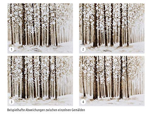 KunstLoft® Acryl Gemälde Natural Beauty 100x75cm | original handgemalte Leinwand Bilder XXL | Wald Bäume Winter Natur | Wandbild Acrylbild moderne Kunst einteilig mit Rahmen