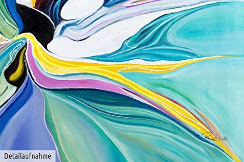 KunstLoft XXL Gemälde Funky Nature 180x120cm | Original handgemalte Bilder | Abstrakt Grün Gelb Bunt | Leinwand-Bild Ölgemälde Einteilig groß | Modernes Kunst Ölbild