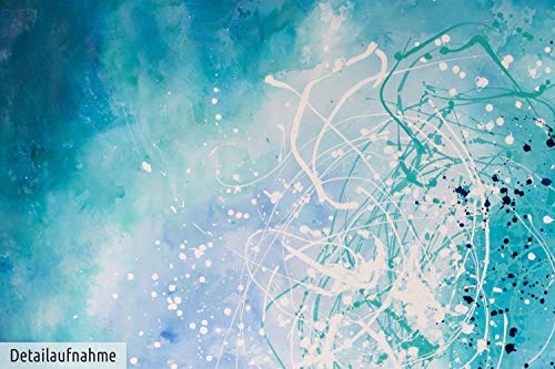 KunstLoft XXL Gemälde Natur und Zeit 200x150cm | Original handgemalte Bilder | Abstrakt Türkis Blau Weiß | Leinwand-Bild Ölgemälde Einteilig groß | Modernes Kunst Ölbild