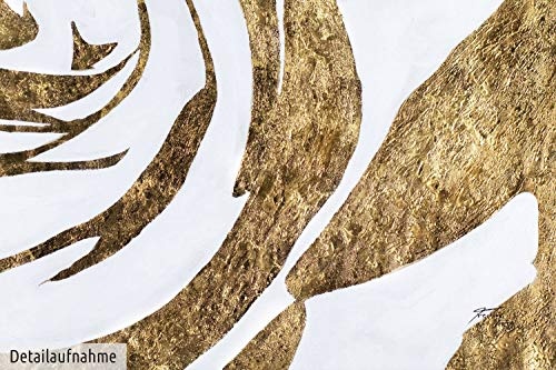 KunstLoft XXL Gemälde Lobpreis der Natur 180x120cm | Original handgemalte Bilder | Abstrakt Weiß Gold | Leinwand-Bild Ölgemälde Einteilig groß | Modernes Kunst Ölbild