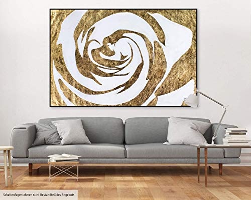KunstLoft XXL Gemälde Lobpreis der Natur 180x120cm | Original handgemalte Bilder | Abstrakt Weiß Gold | Leinwand-Bild Ölgemälde Einteilig groß | Modernes Kunst Ölbild