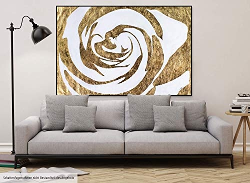 KunstLoft XXL Gemälde Lobpreis der Natur 180x120cm | Original handgemalte Bilder | Abstrakt Weiß Gold | Leinwand-Bild Ölgemälde Einteilig groß | Modernes Kunst Ölbild