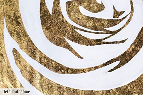 KunstLoft XXL Gemälde Lobpreis der Natur 180x120cm | Original handgemalte Bilder | Abstrakt Weiß Gold | Leinwand-Bild Ölgemälde Einteilig groß | Modernes Kunst Ölbild