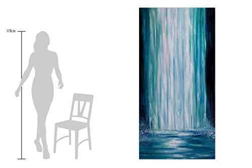 KunstLoft XXL Gemälde Wasserfall der Feen 200x100cm | Original handgemalte Bilder | Wasserfall Blau Natur Landschaft | Leinwand-Bild Ölgemälde Einteilig groß | Modernes Kunst Ölbild