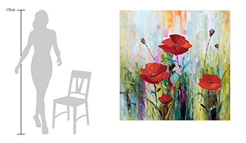 KunstLoft XXL Gemälde Nature is My Church 150x150cm | Original handgemalte Bilder | Modern Blumen Rot Bunt | Leinwand-Bild Ölgemälde Einteilig groß | Modernes Kunst Ölbild