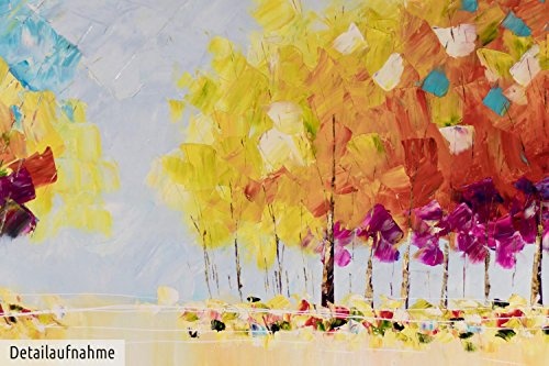 KunstLoft® XXL Gemälde Laub segelt hinab 200x100cm | original handgemalte Bilder | Bäume Bunt Natur Wald | Leinwand-Bild Ölgemälde einteilig groß | Modernes Kunst Ölbild
